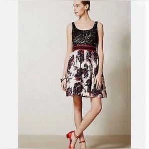 Anthropologie Peter Som x Made In Kind Brushstroke Blossoms Cocktail Dre…